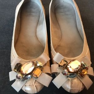 Kate Spade faux croc jeweled flats